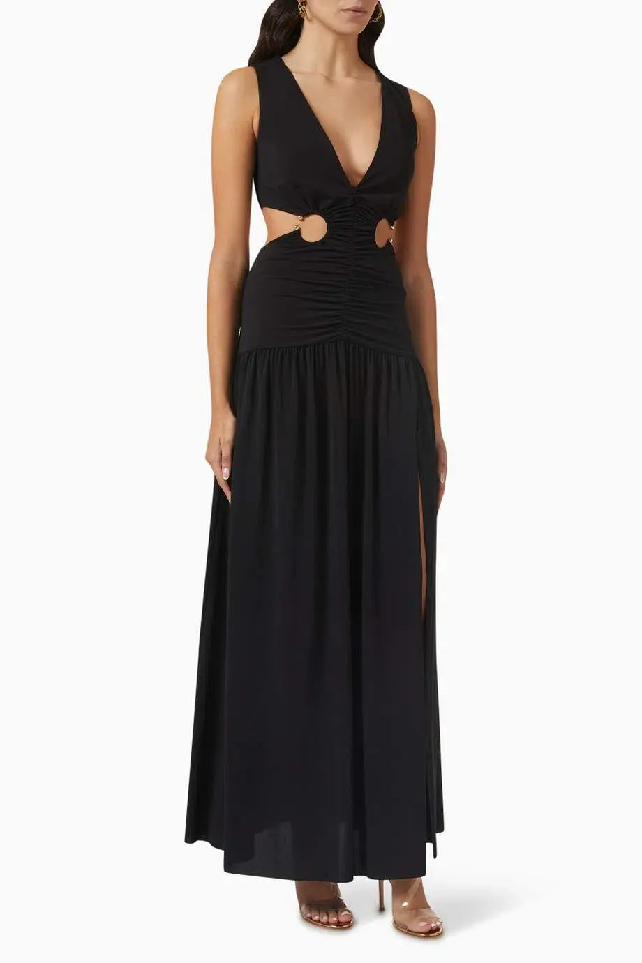 Bec & Bridge Evoke V Crepe Maxi Dress Black Size 8 for rent on The Volte - main image