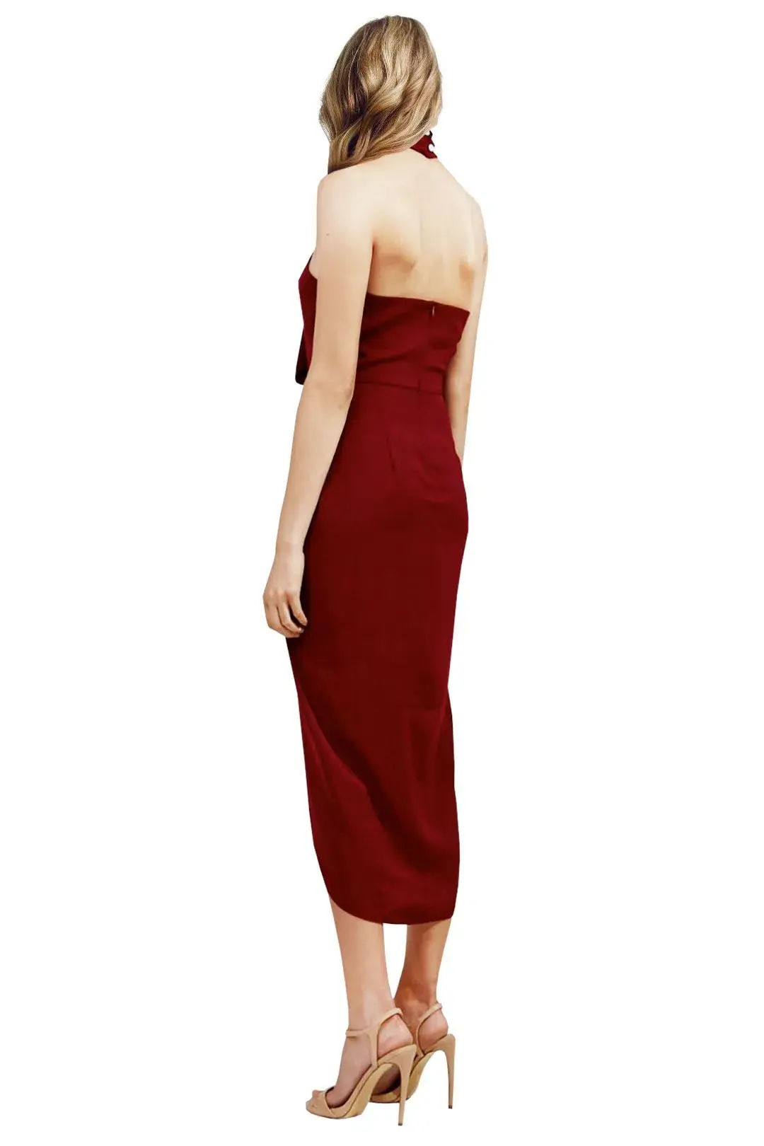 Shona Joy Core Knot Drape Dress Burgundy Size 10 for rent on The Volte - main image