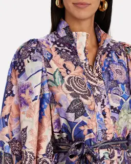 Zimmermann Celestial Buttoned Mini Dress Amethyst Floral Size 1/Au 10 for rent on The Volte - image 3