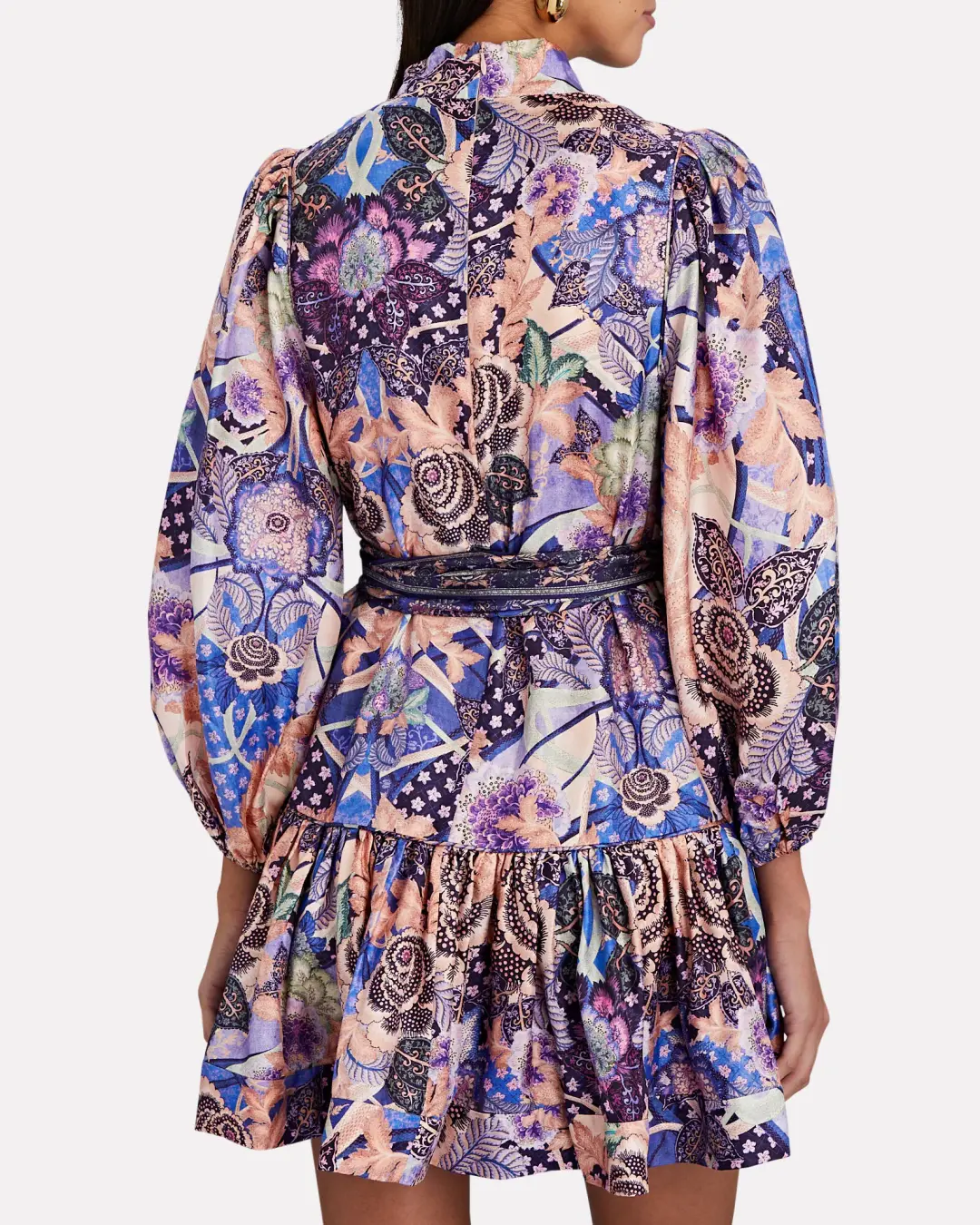 Zimmermann Celestial Buttoned Mini Dress Amethyst Floral Size 1/Au 10 for rent on The Volte - main image