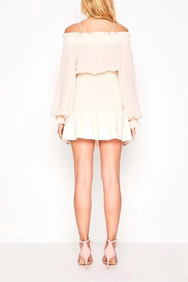 Alice McCall You’re The Best Off The Shoulder Dress Beige Size 6 for rent on The Volte - main image