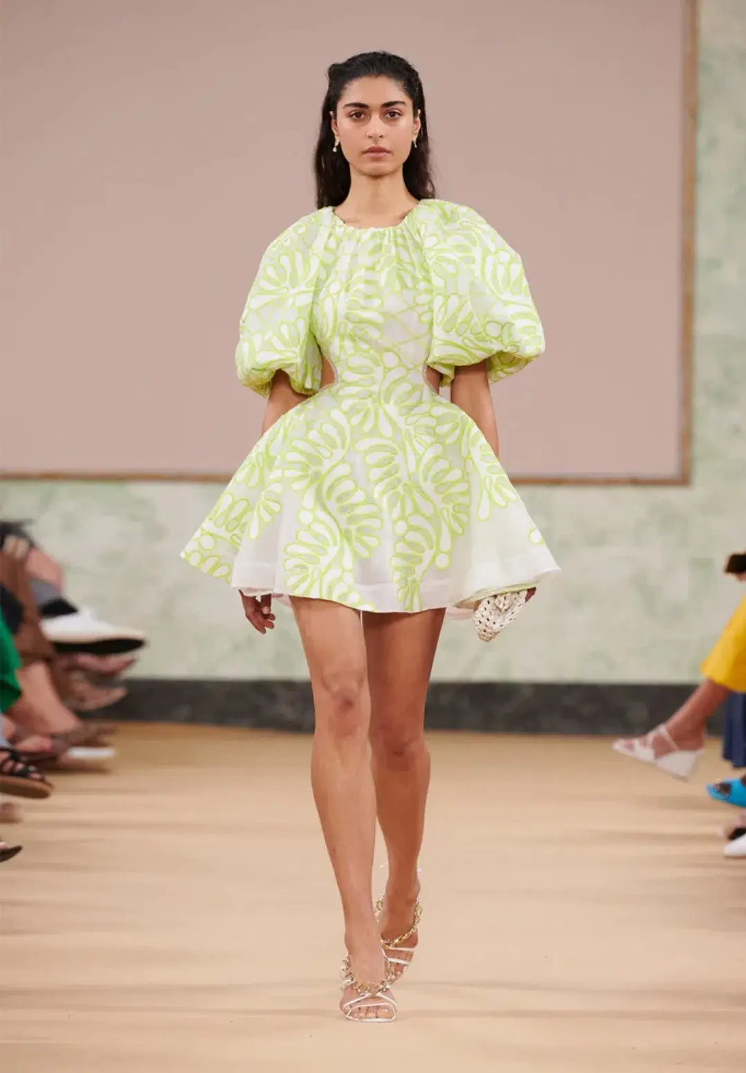 Aje Botanical Applique Mini Dress Green Size 6 for rent on The Volte - main image