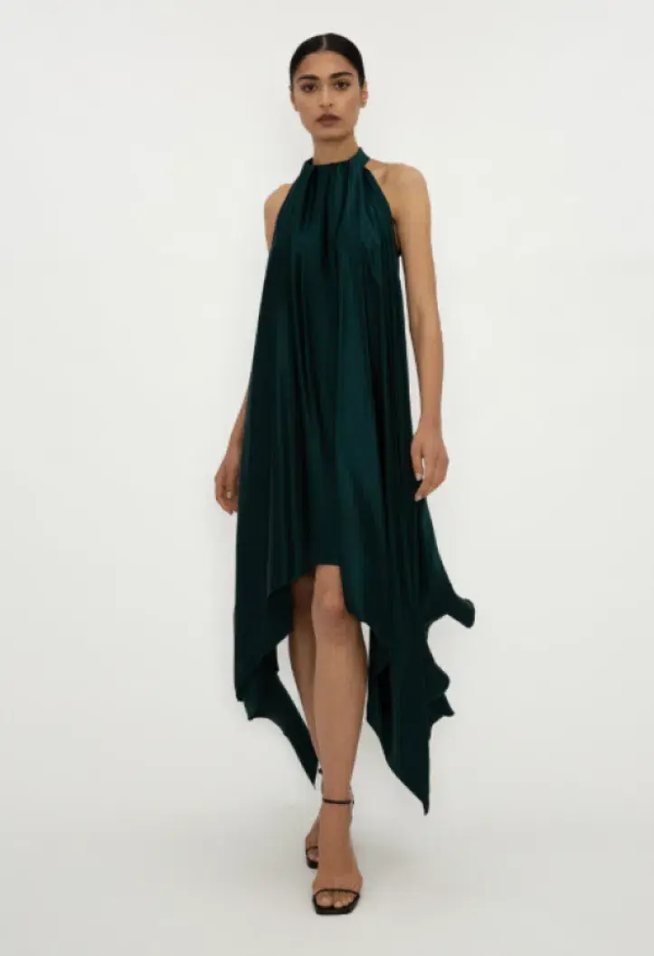 Bianca Spender Petrol Silk Isabella Dress Green Size 8 for rent on The Volte - main image