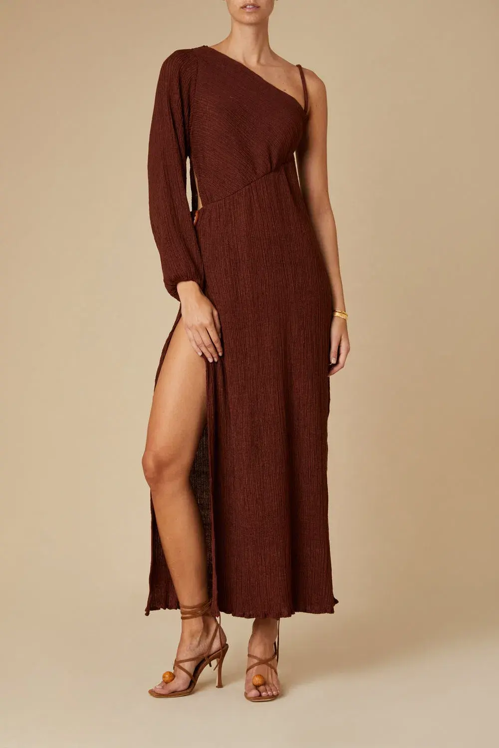 Savannah Morrow Cher Dress Mahogany Size XS for rent on The Volte - main image