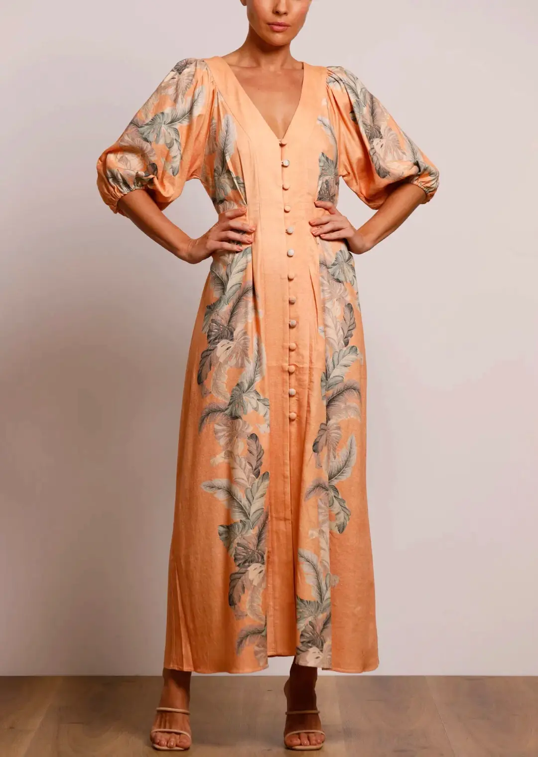 Pasduchas Horizon Midi Dress Earth Size 10 for rent on The Volte - main image
