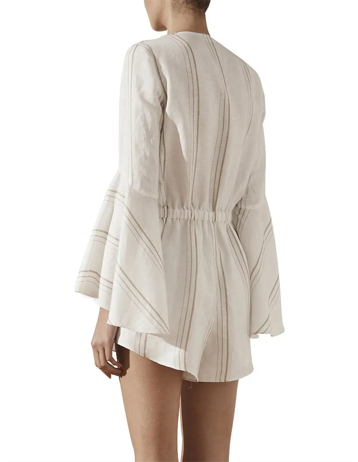 Shona Joy Alba Flared Sleeve Tie Front Playsuit Cream Size 10 - Image 2