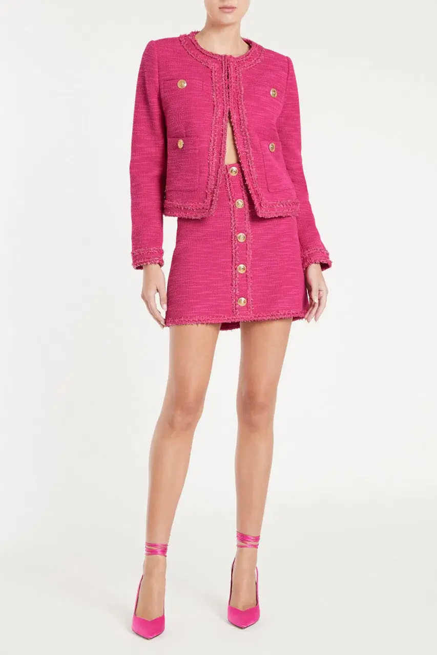 Rebecca Vallance Anita Button Mini Dress And Jacket Hot Pink Size 6 for rent on The Volte - main image