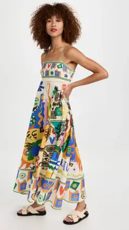 Alemais Soleil Midi Sundress in Ivory Size 10