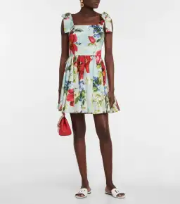 Dolce & Gabbana Floral Cotton Poplin Mini Dress in Giard Pitt Fdo Azzur
Size 12
