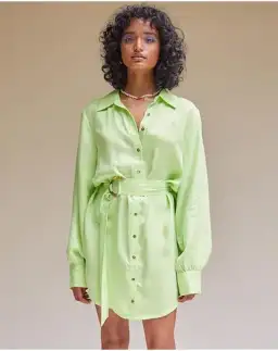 Suboo Sky Mini Shirt Dress in Green Size 12 for rent on The Volte - image 4