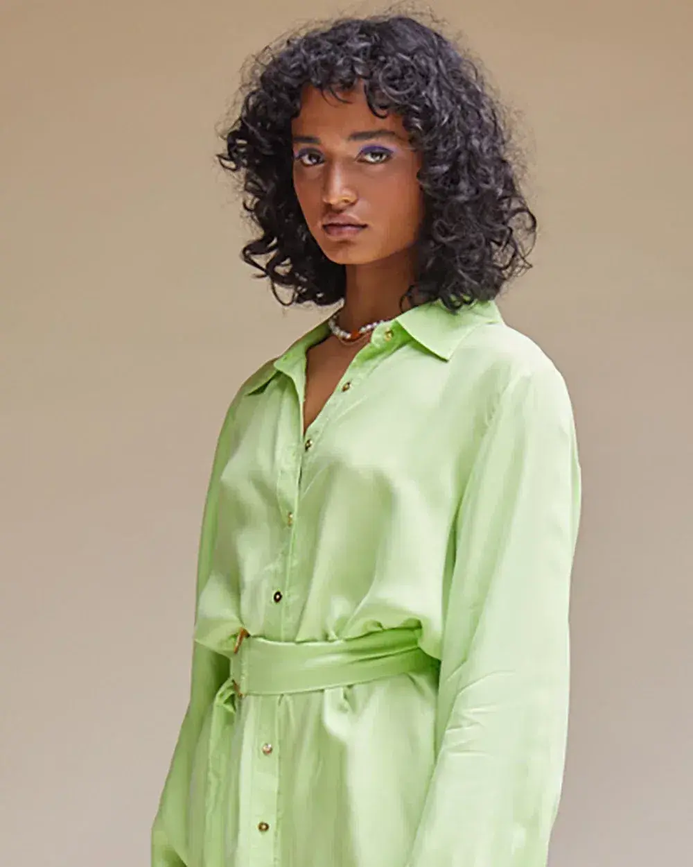 Suboo Sky Mini Shirt Dress in Green Size 12 for rent on The Volte - main image