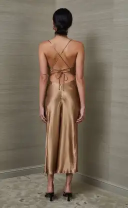 Bec & Bridge Aubrey Cut Out Midi Dress Gold Size 6 / XS for rent on The Volte - image 3