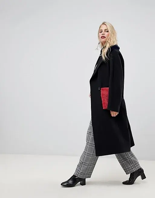 Helene Berman Double Breasted Coat With Contrast Faux Fur Pockets Multi Size 8 - Image 3