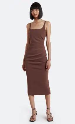 Bec & Bridge Karina Tuck Midi Dress Brown Size 6 / XS for rent on The Volte - image 1