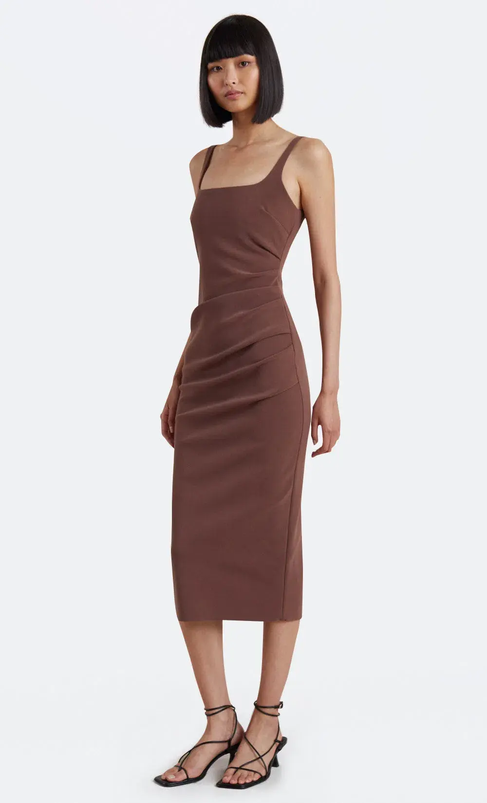 Bec & Bridge Karina Tuck Midi Dress Brown Size 6 / XS for rent on The Volte - main image