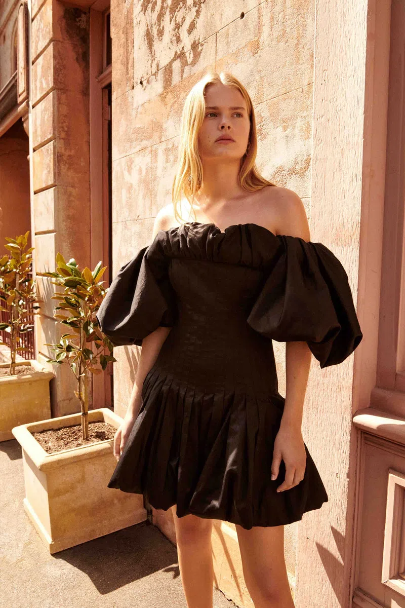 Aje Arles Off the Shoulder Mini Dress Black Size 6 for rent on The Volte - image 2