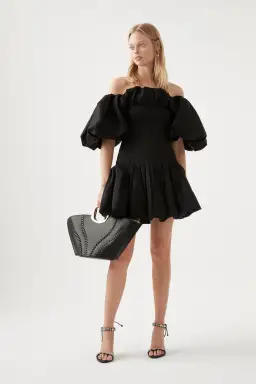 Aje Arles Off the Shoulder Mini Dress Black Size 6 for rent on The Volte - image 1