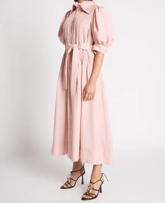 Aje Madeleine Belted Midi Dress Dusty Pink Size 16 for rent on The Volte - main image