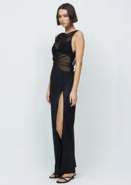 Bec & Bridge Naomi Split Maxi Dress Black Size 6