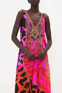 The Always Change Your Spots V Neck Flared Jumpsuit Pink Print Size S/Au 8 for rent on The Volte - image 4
