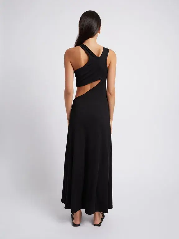 Christopher Esber Underbust Quartz Split Ruched Dress Black Size 8 for rent on The Volte - main image