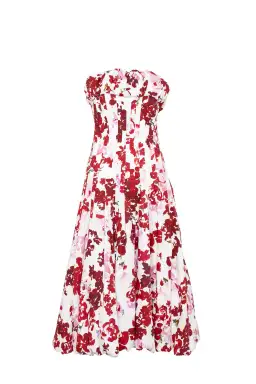 Aje Mathilde Bubble Hem Midi Dress Roses Of Provence Print Size 6 for rent on The Volte - image 4