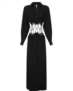 Christopher Esber Pendulant Crystal Linked Long Sleeve Dress Black Size 6 for rent on The Volte - image 2