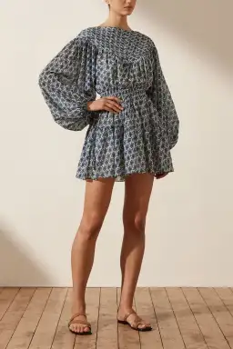 Shona Joy Daniela Pin Tuck Balloon Sleeve Mini Dress Print Size 8 for rent on The Volte - image 2