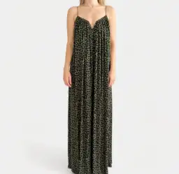 Camilla And Marc Tatami Full Maxi Dress Green Animal Print Size 8