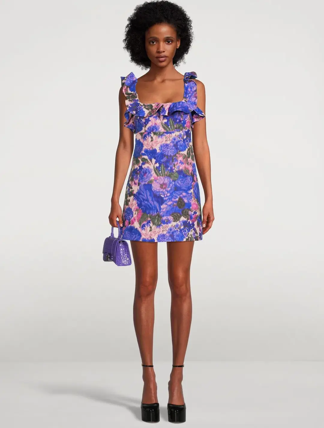 Zimmermann High Tide Frilled Mini Purple Ikate Floral Size 1/Au 10 for rent on The Volte - main image