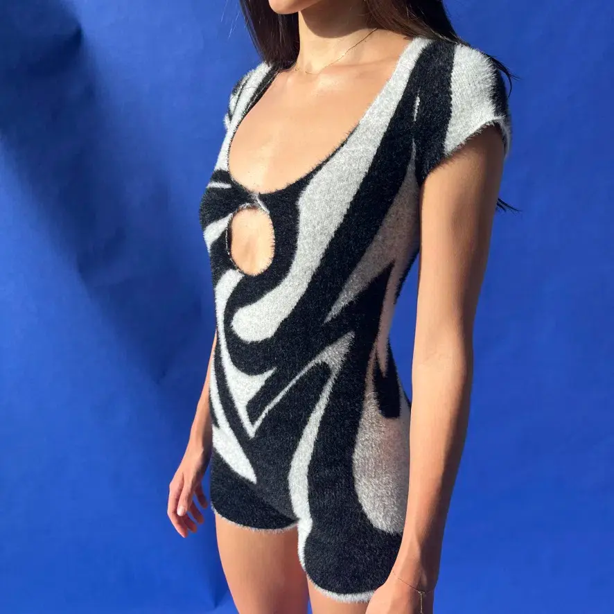 Jaded London 805 Playsuit Black & White Size 6 for rent on The Volte - main image