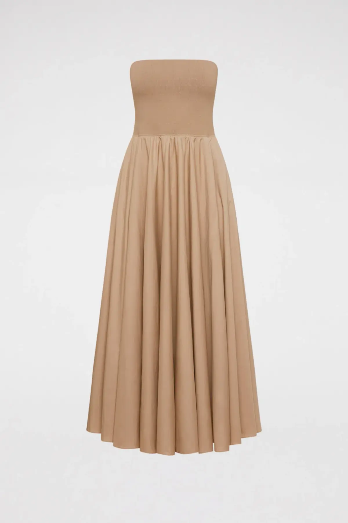 Scanlan Theodore Crepe Knit Cotton Strapless Dress Nude Size 6 - Image 3