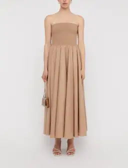Scanlan Theodore Crepe Knit Cotton Strapless Dress Nude Size 6 for rent on The Volte - image 1