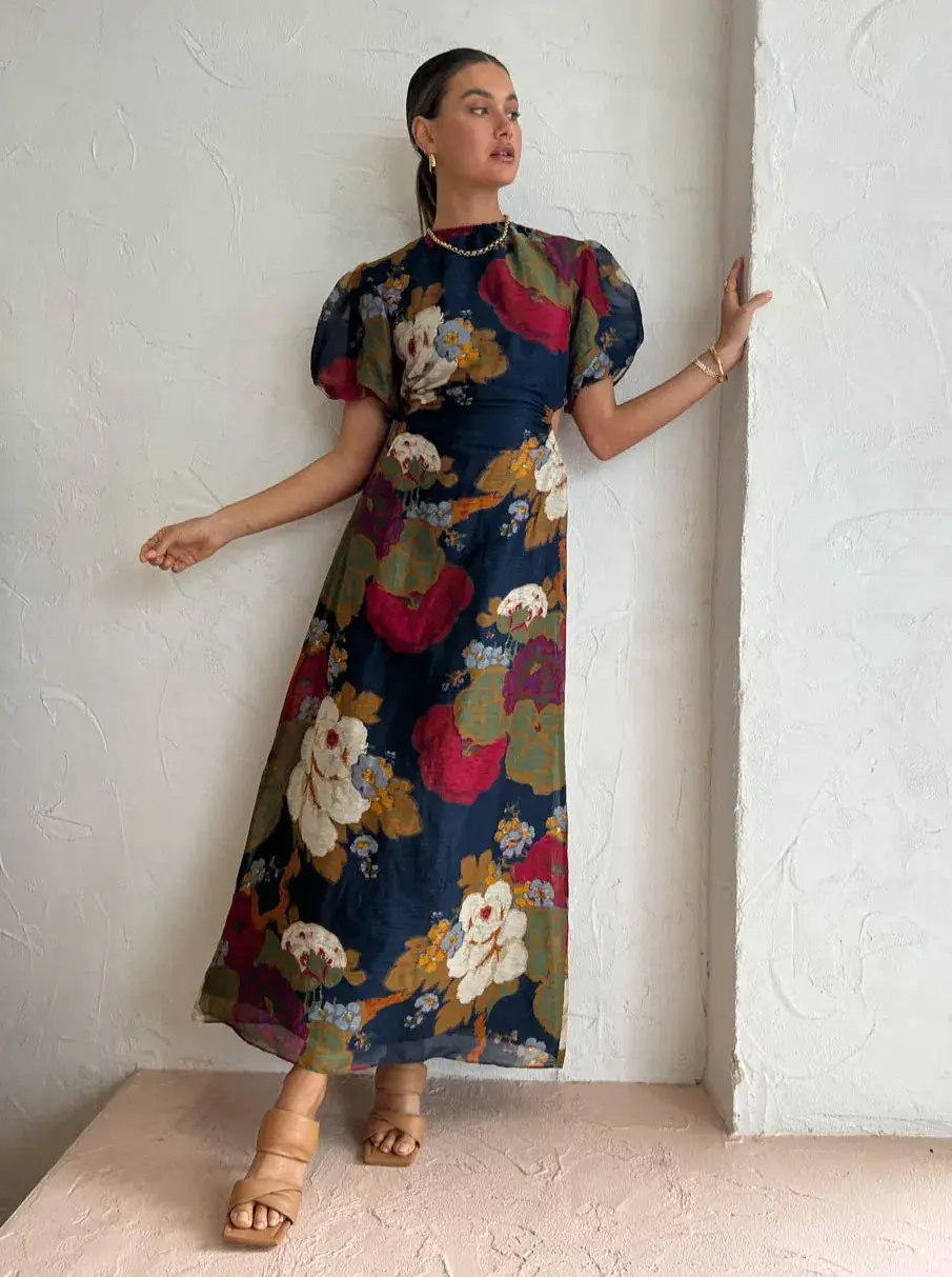 Sir the Label Bonita Puff Sleeve Gown Floral Size 1 / Au 8 for rent on The Volte - main image