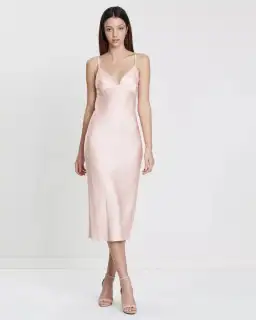 Shona Joy Bias Slip Midi Dress in Strawberry/Cream Spot Size 10 for rent on The Volte - image 1