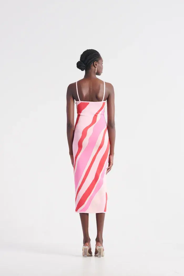 St Cloud Margarita Wave Knit Midi Dress Pink Size XS / Au 6 for rent on The Volte - main image