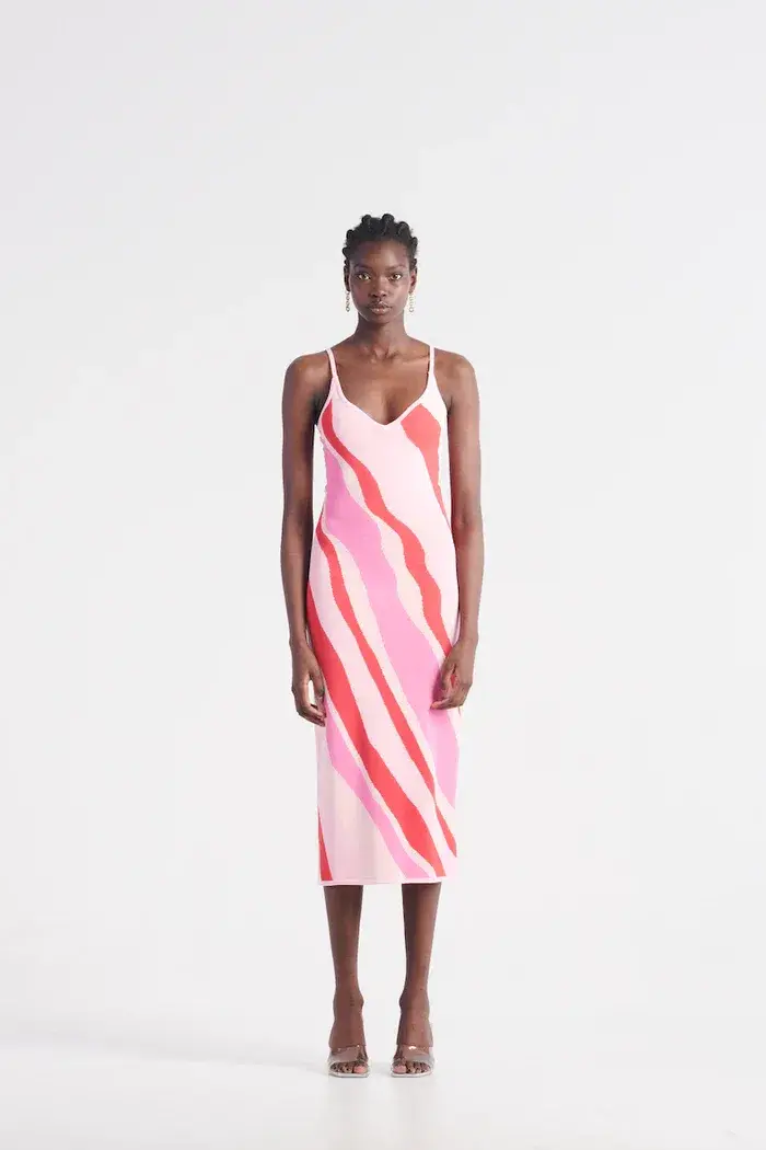 St Cloud Margarita Wave Knit Midi Dress Pink Size XS / Au 6 for rent on The Volte - main image