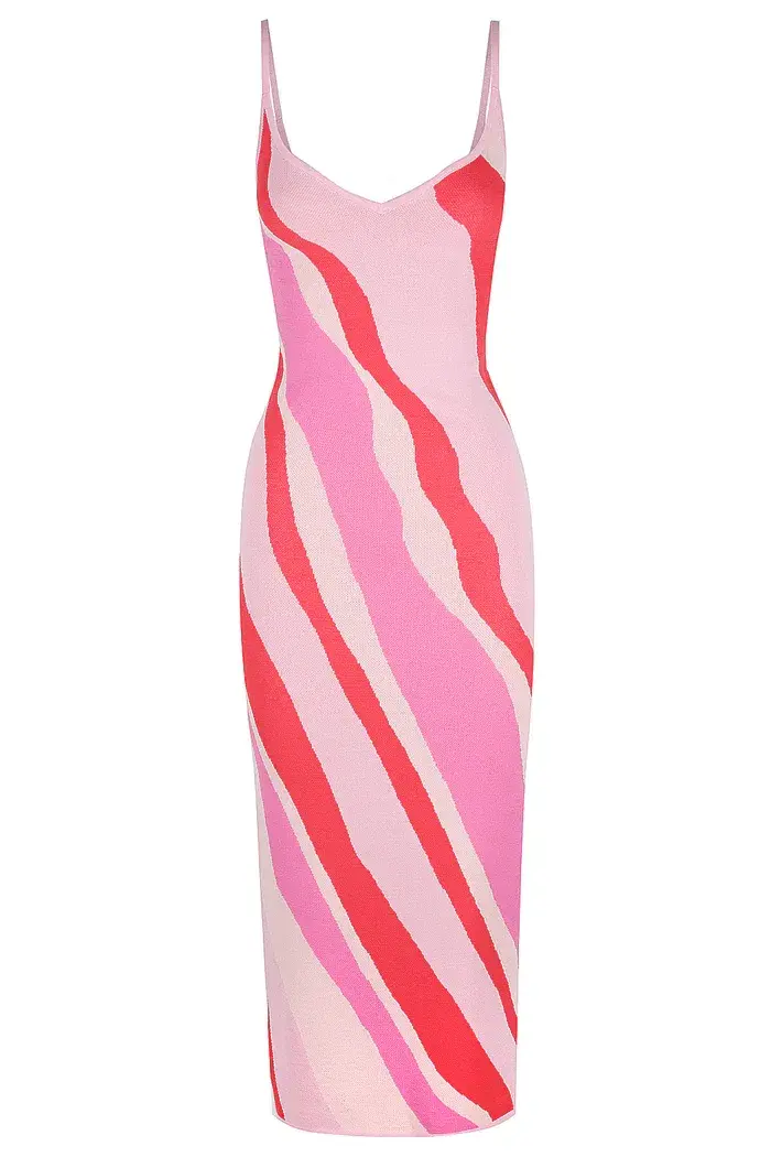 St Cloud Margarita Wave Knit Midi Dress Pink Size XS / Au 6 for rent on The Volte - main image