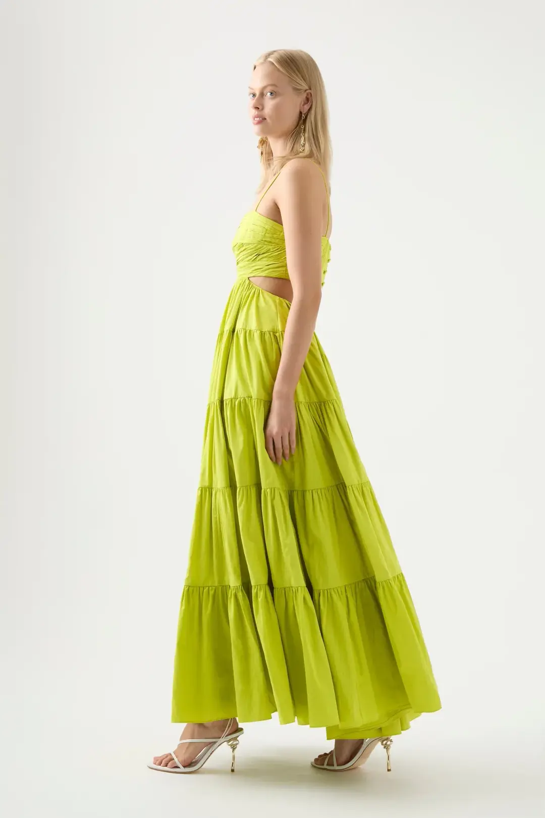 Aje Sartre Tiered Maxi Dress Green Size 8 / S for rent on The Volte - main image