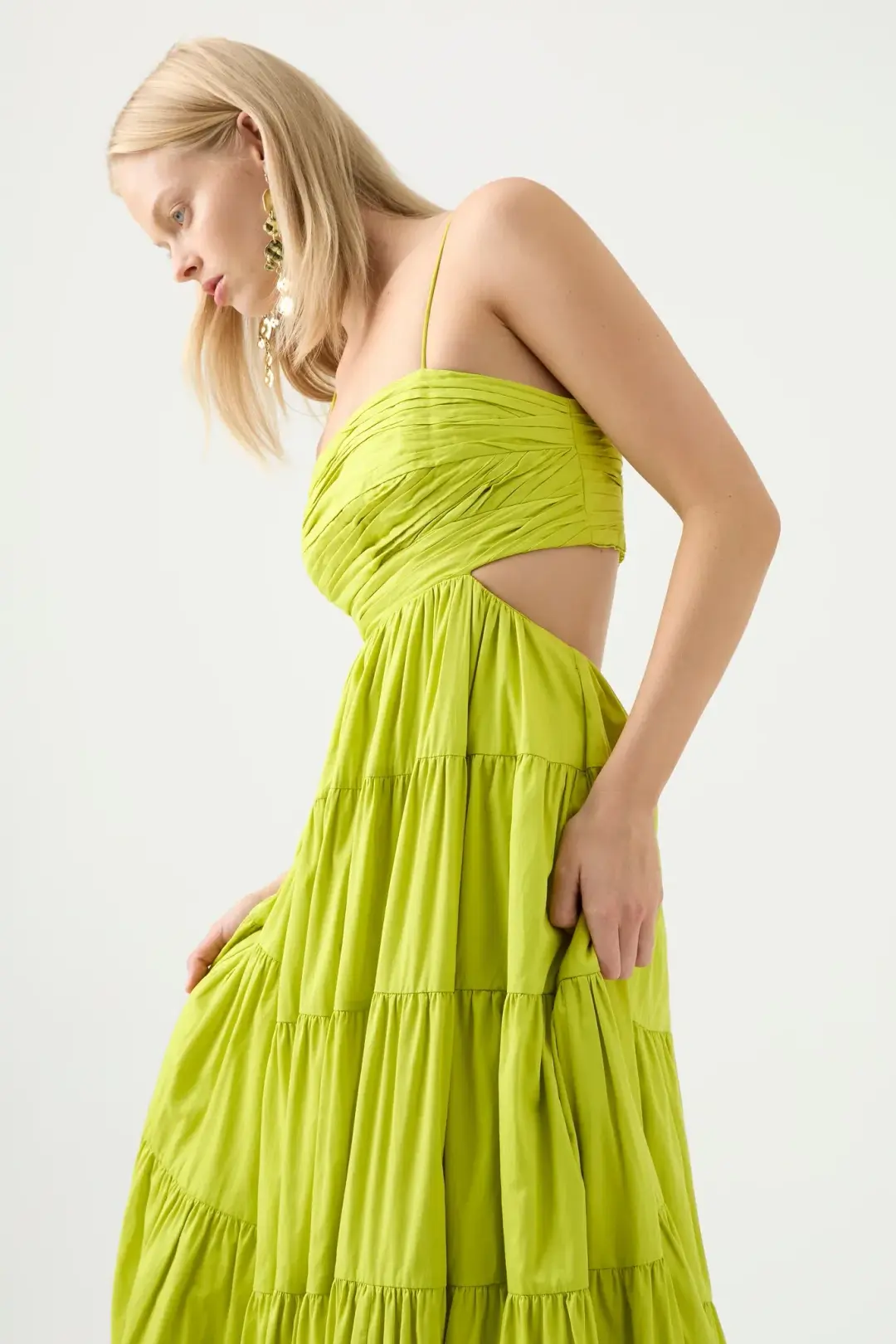 Aje Sartre Tiered Maxi Dress Green Size 8 / S for rent on The Volte - main image