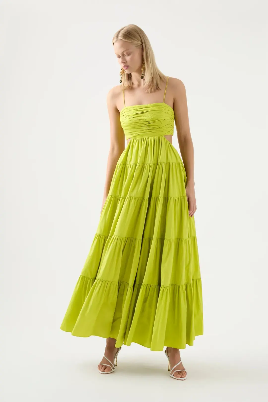 Aje Sartre Tiered Maxi Dress Green Size 8 / S for rent on The Volte - main image