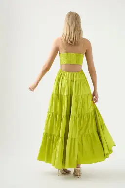 Aje Sartre Tiered Maxi Dress Green Size 8 / S for rent on The Volte - image 3
