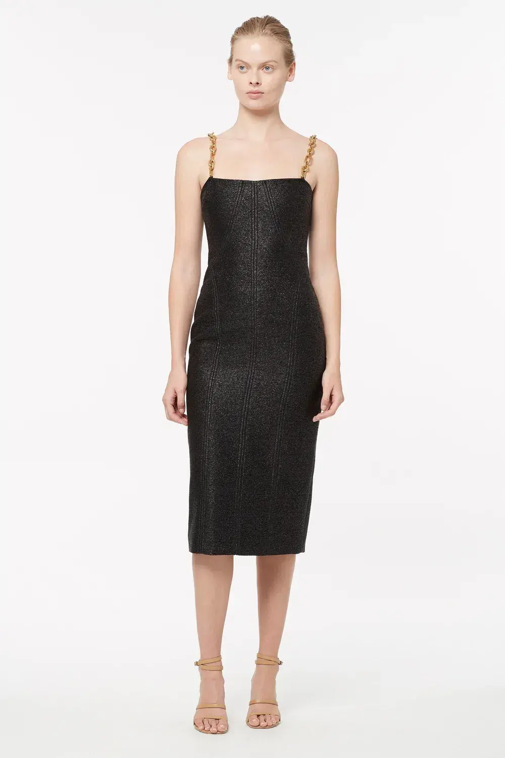 Manning Cartel Neo Classic Midi Dress with Chain Straps Black Size 12 for rent on The Volte - main image