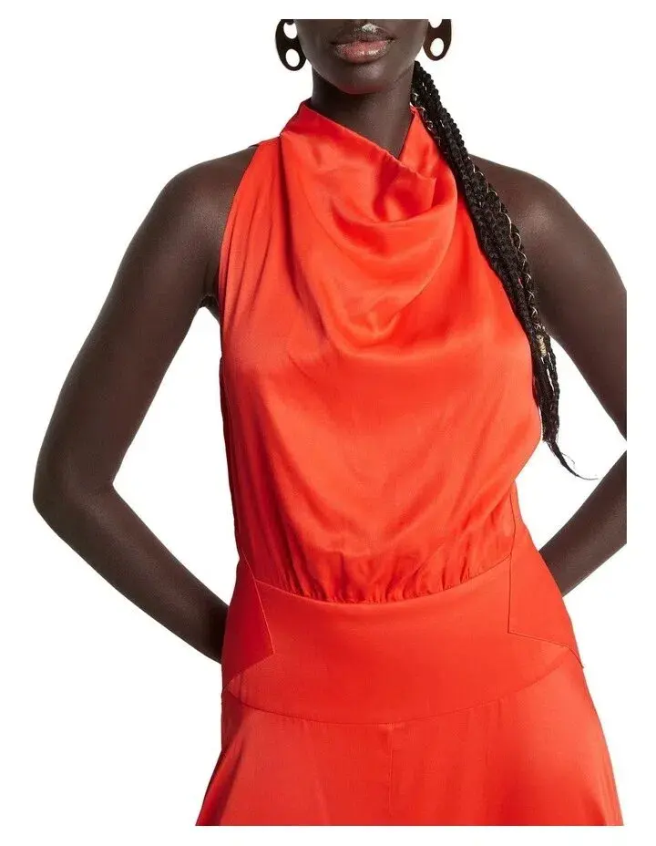 Sass & Bide Past Lives Cowl Neck Midi Dress Orange Size 10 for rent on The Volte - main image
