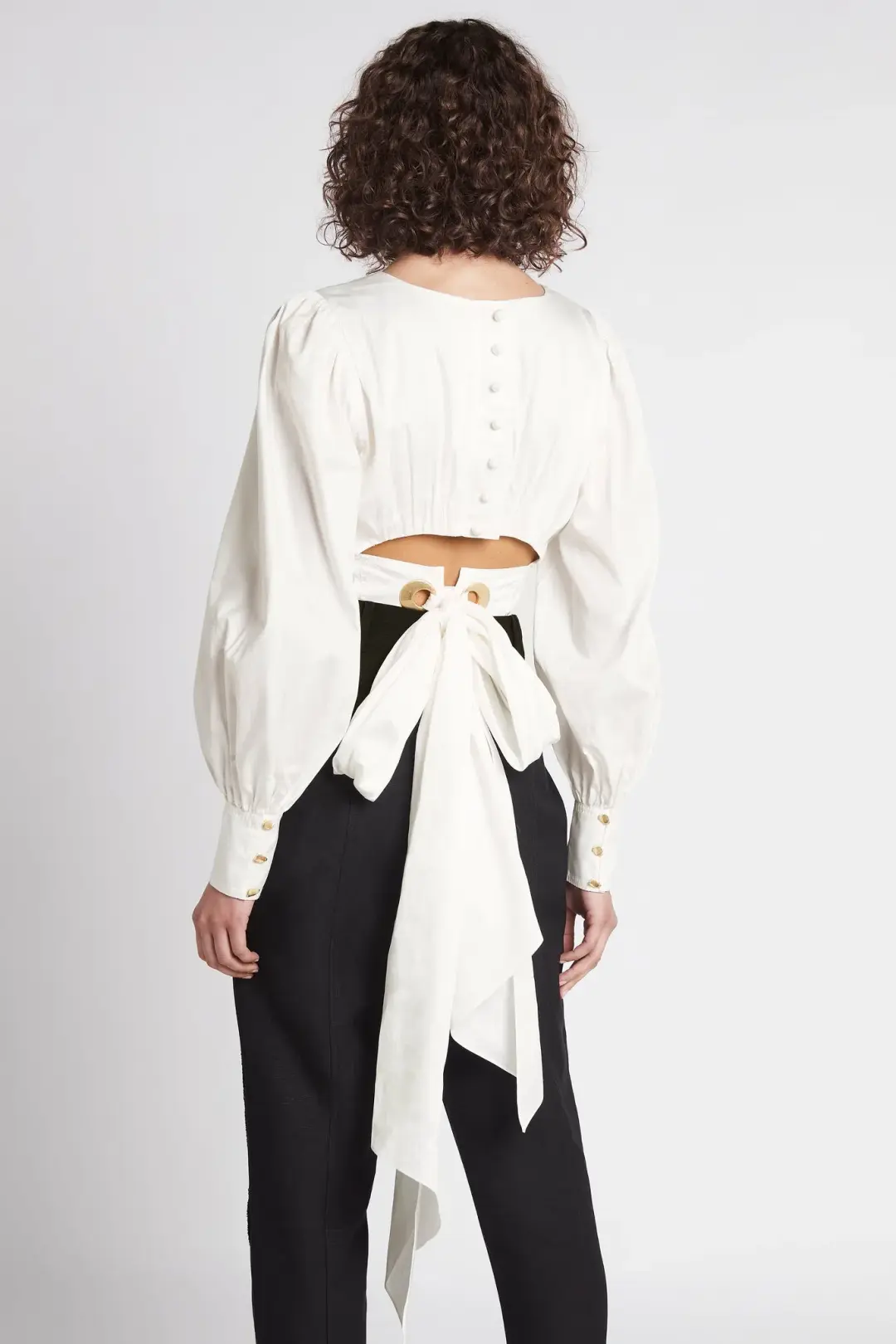 Aje Poised Lace Up Cropped Top Ivory Size 12 / L for rent on The Volte - main image