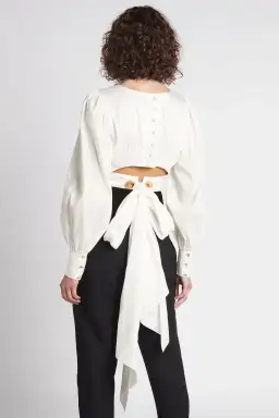 Aje Poised Lace Up Cropped Top Ivory Size 12 / L for rent on The Volte - image 5