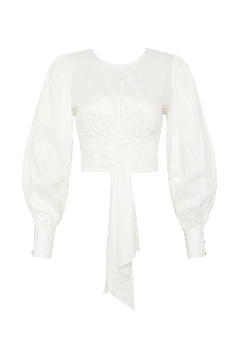 Aje Poised Lace Up Cropped Top Ivory Size 12 / L for rent on The Volte - main image