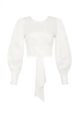 Aje Poised Lace Up Cropped Top Ivory Size 12 / L for rent on The Volte - image 4