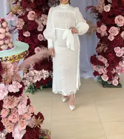 Zimmermann Guipure Lace Trimmed Linen Midi Dress White Size 2 / Au 12