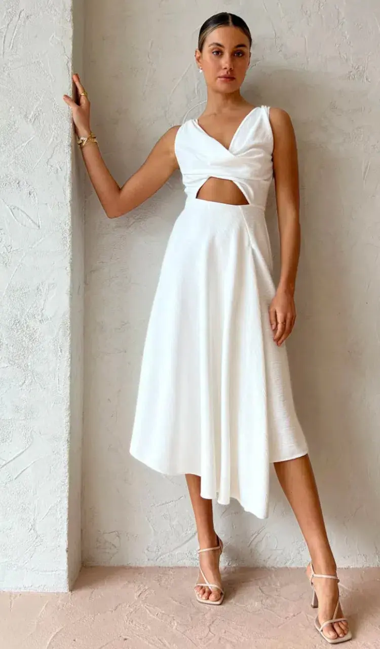 One Fell Swoop Marni Midi Dress in Pulsar White Size 10 for rent on The Volte - main image